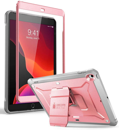 Heavy Duty Rugged Protective Case for iPad 9th Gen - Built-In Stand & Screen Protector (Unicorn Beetle Pro) - Compatible with iPad 10.2 (2021/2020/2019) - Stylish Rosegold Design