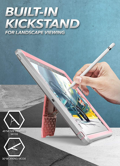 Heavy Duty Rugged Protective Case for iPad 9th Gen - Built-In Stand & Screen Protector (Unicorn Beetle Pro) - Compatible with iPad 10.2 (2021/2020/2019) - Stylish Rosegold Design