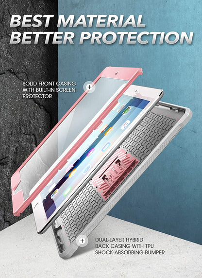Heavy Duty Rugged Protective Case for iPad 9th Gen - Built-In Stand & Screen Protector (Unicorn Beetle Pro) - Compatible with iPad 10.2 (2021/2020/2019) - Stylish Rosegold Design
