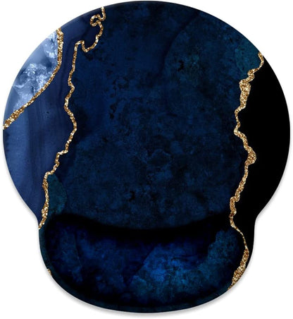 Blue and Gold Marble Mouse Pad with Wrist Rest Support,Cute Custom Gaming Made Non 250Mmx230Mmx5Mm
